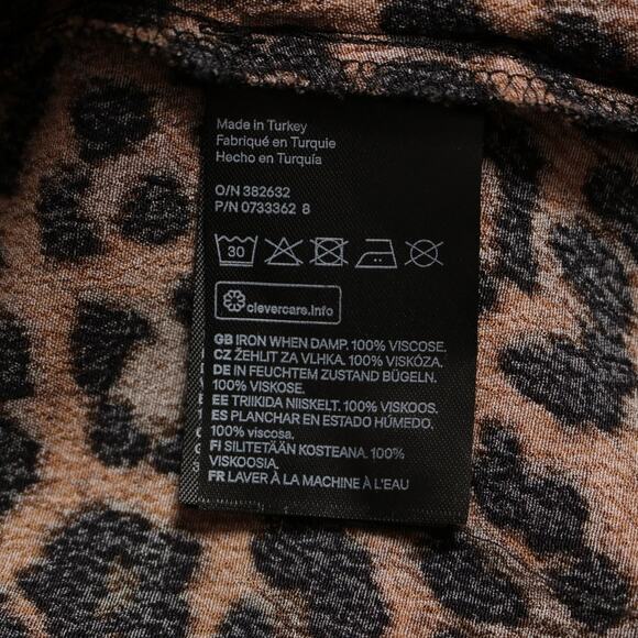 H&M Leopard Print Wrap Midi Dress Long Sleeve Textured Brown & Black Size 0 - Picture 8 of 9